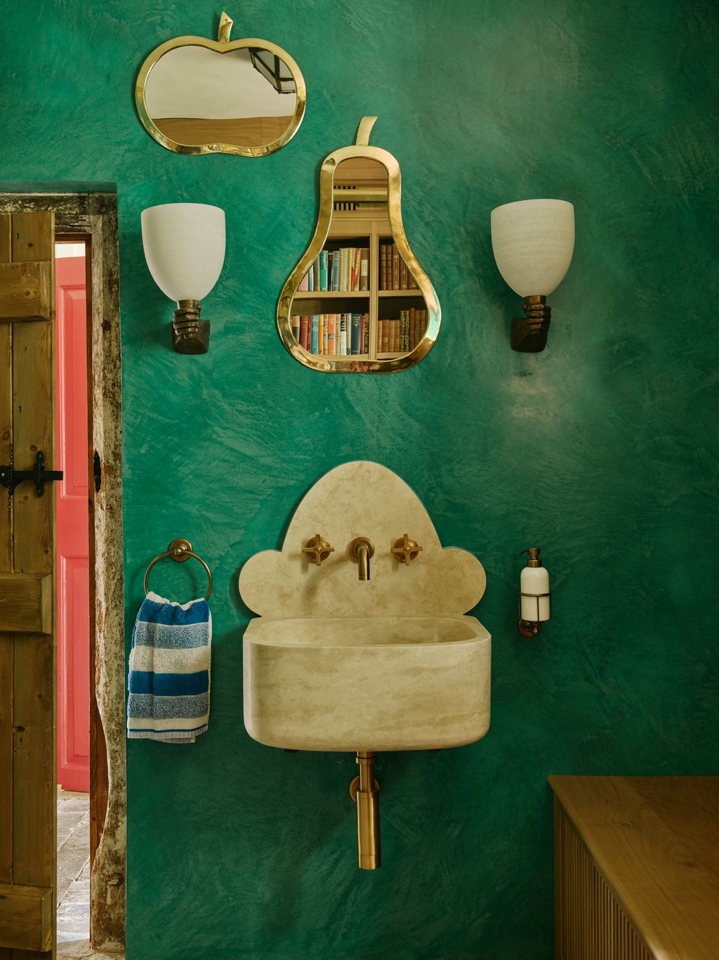 Image may contain Lamp Basin Indoors Interior Design Sink Sink Faucet and Wood