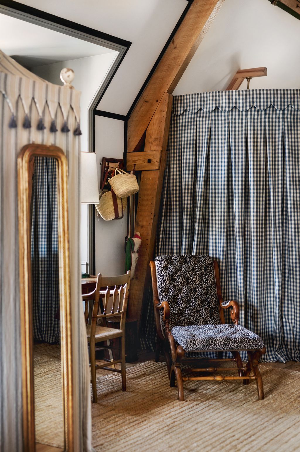 Image may contain Indoors Interior Design Chair Furniture Dressing Room Room Accessories Bag and Handbag