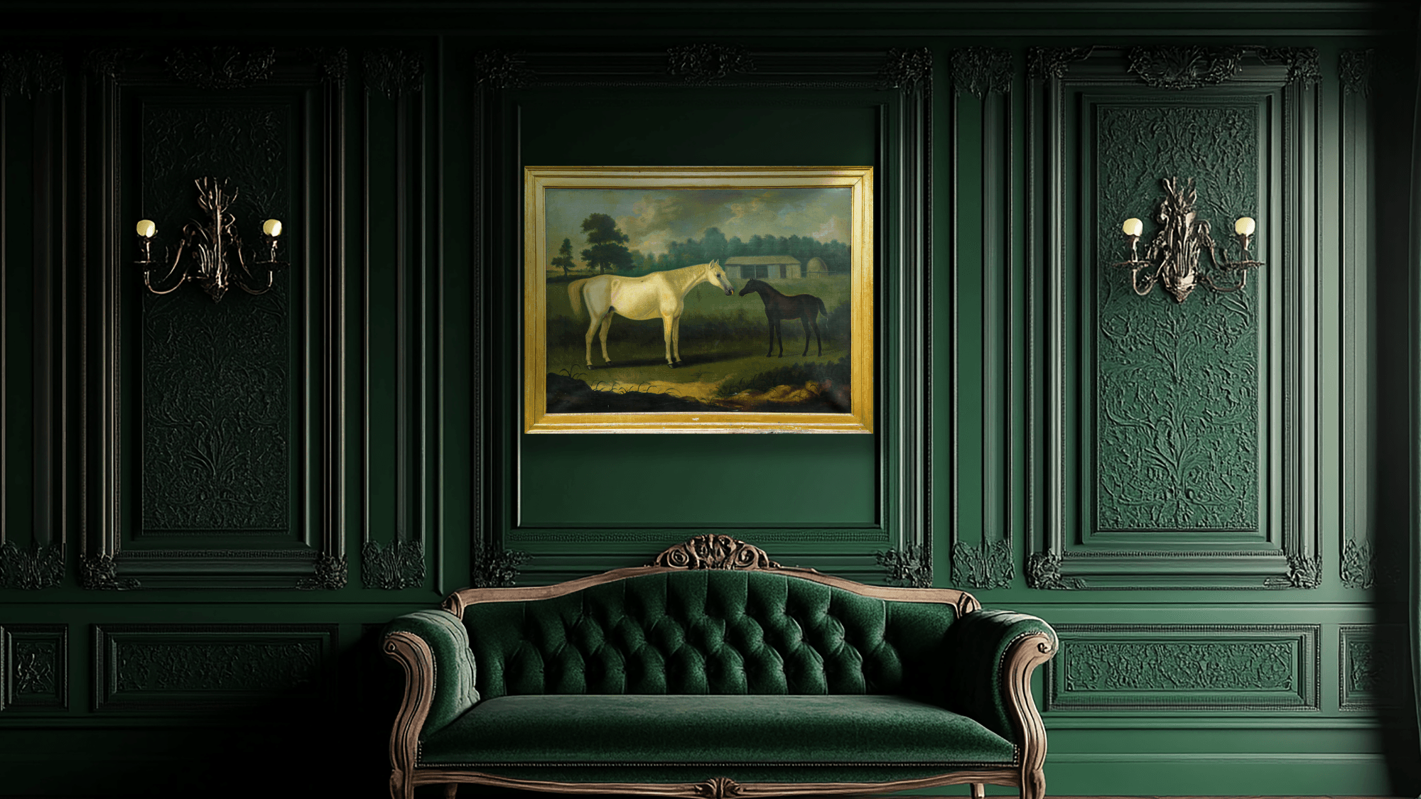 Image may contain: Indoors, Interior Design, Furniture, Couch, Chair, Animal, Horse, Mammal, Architecture, and Building