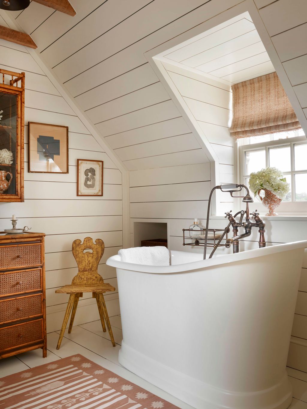 Image may contain Indoors Interior Design Bathing Art Painting Wood Hardwood Home Decor Rug and Stained Wood