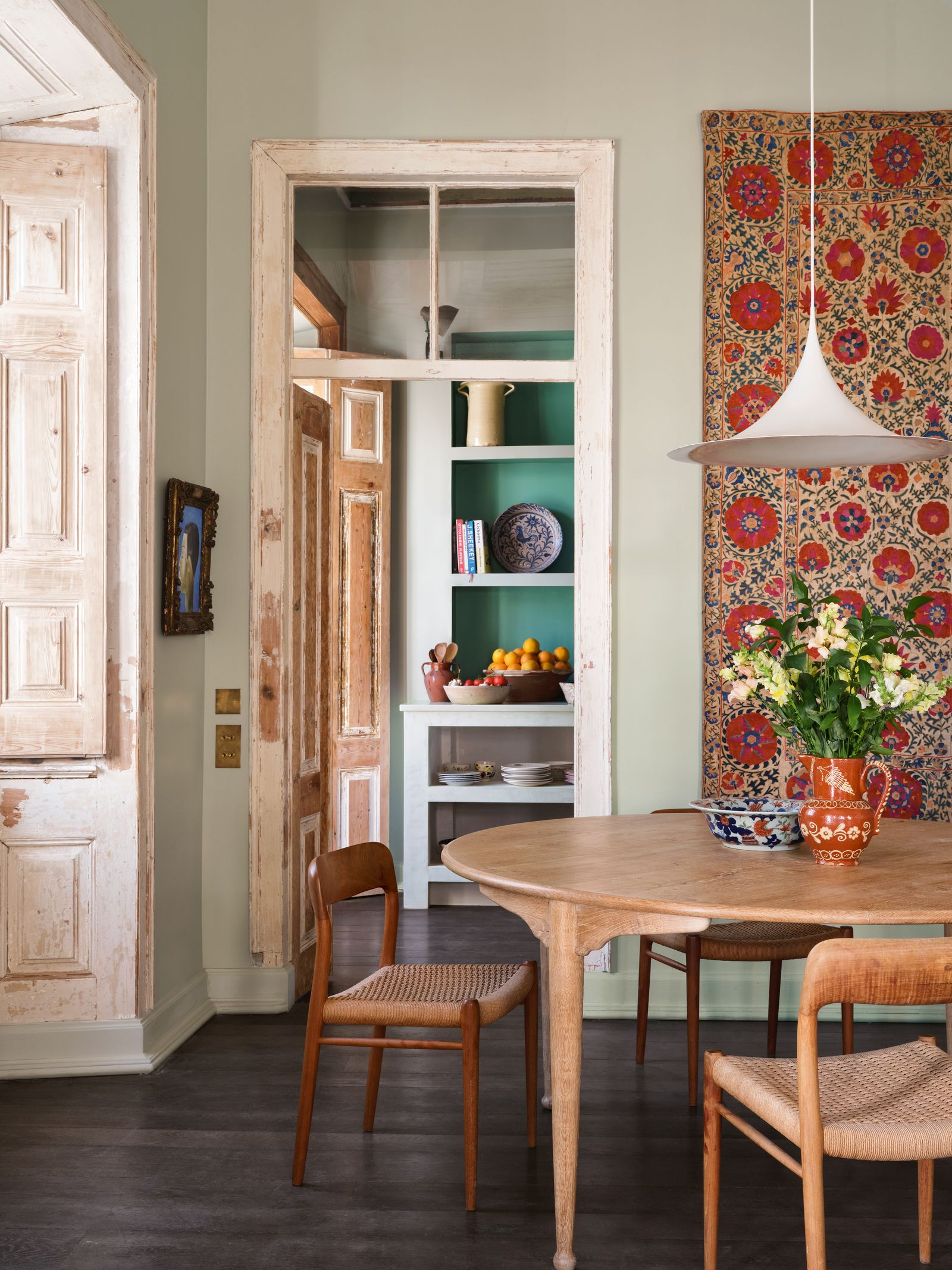 Image may contain Architecture Building Dining Room Dining Table Furniture Indoors Room Table and Interior Design