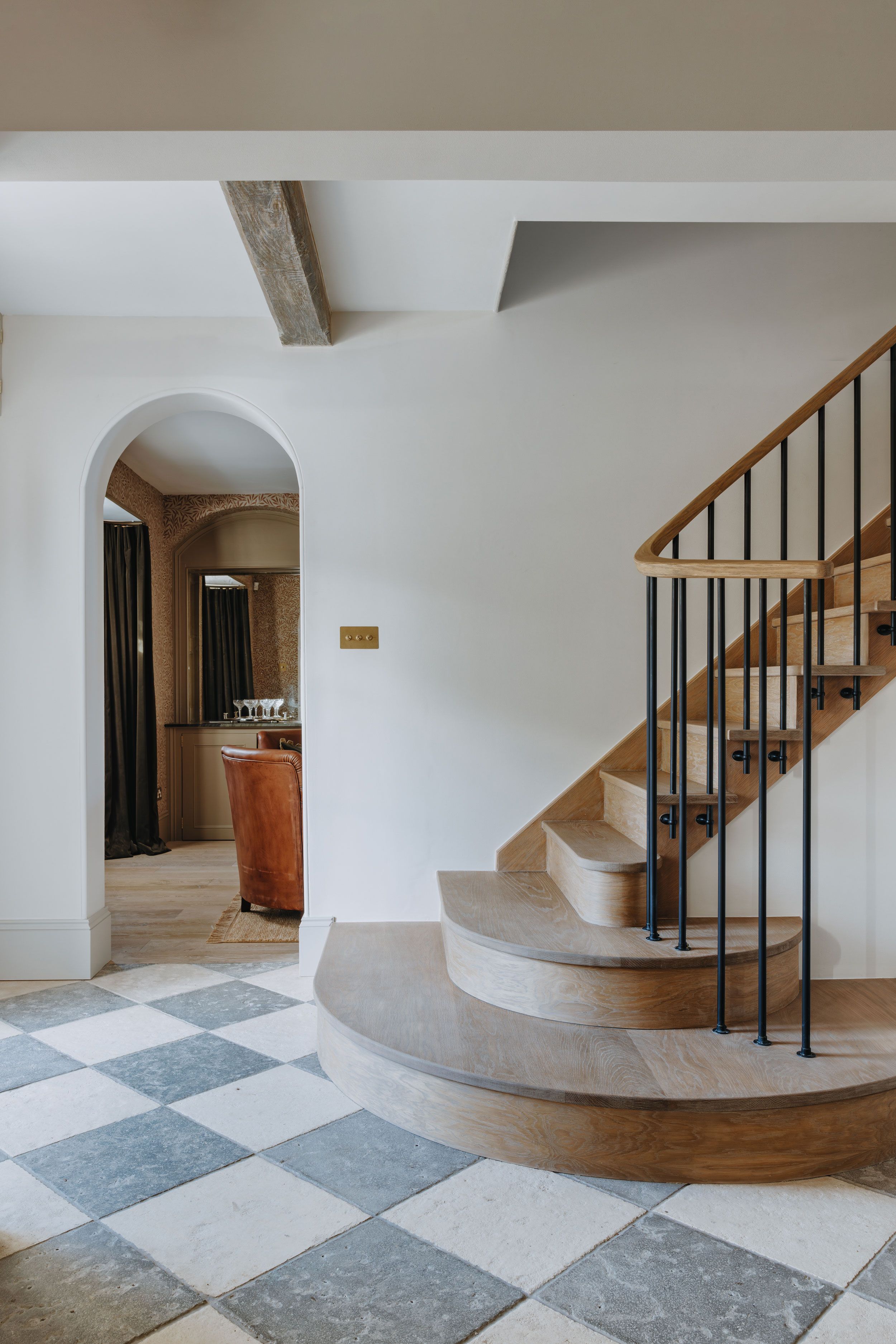 Image may contain: Floor, Flooring, Architecture, Building, House, Housing, Staircase, Foyer, Indoors, and Interior Design