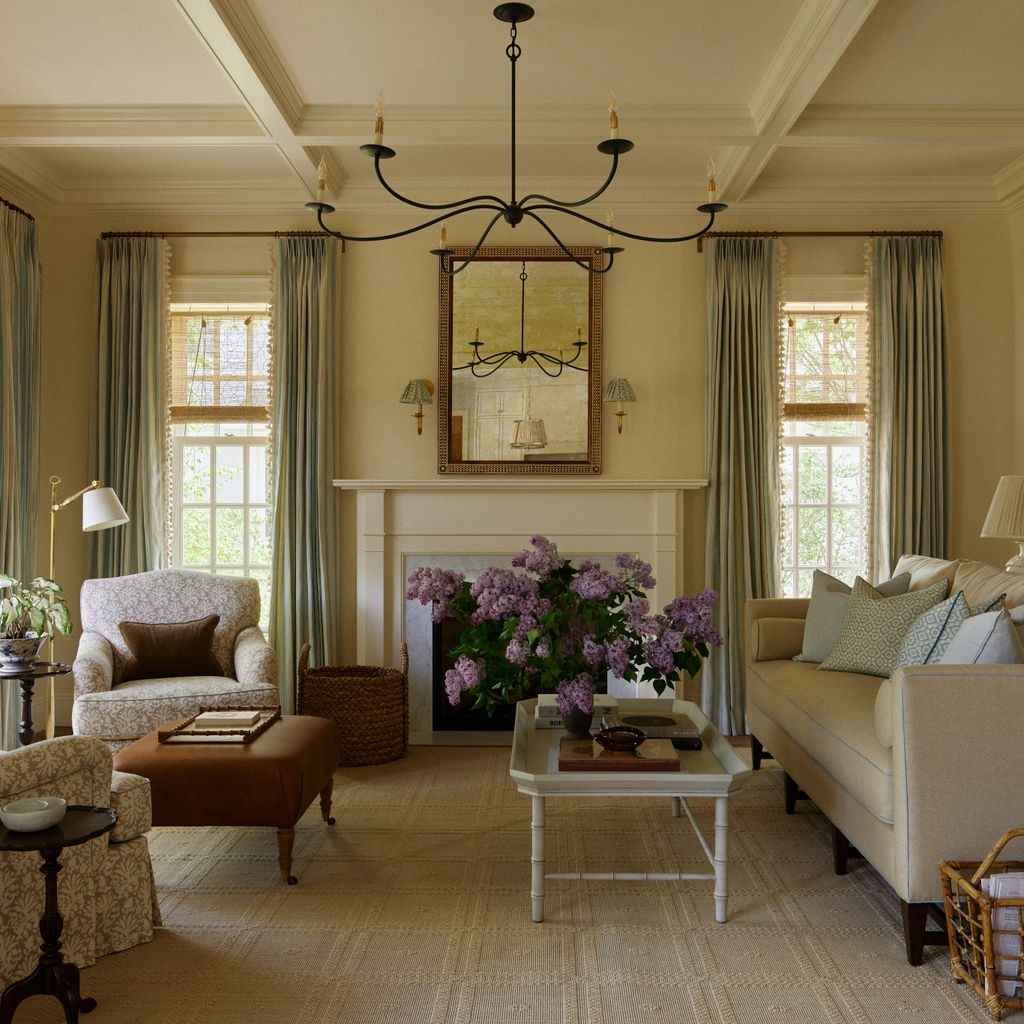 The majority of the bespoke furniture was created by Whittington Company. The sofa is upholstered in a wool fabric by...