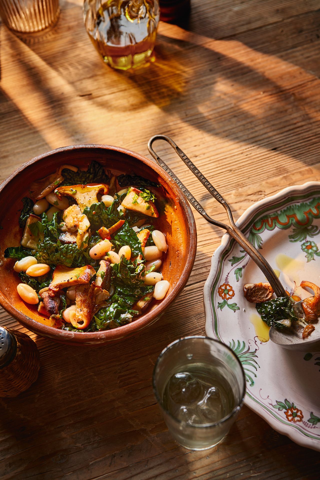 Autumn mushrooms with borlotti beans cavolo nero