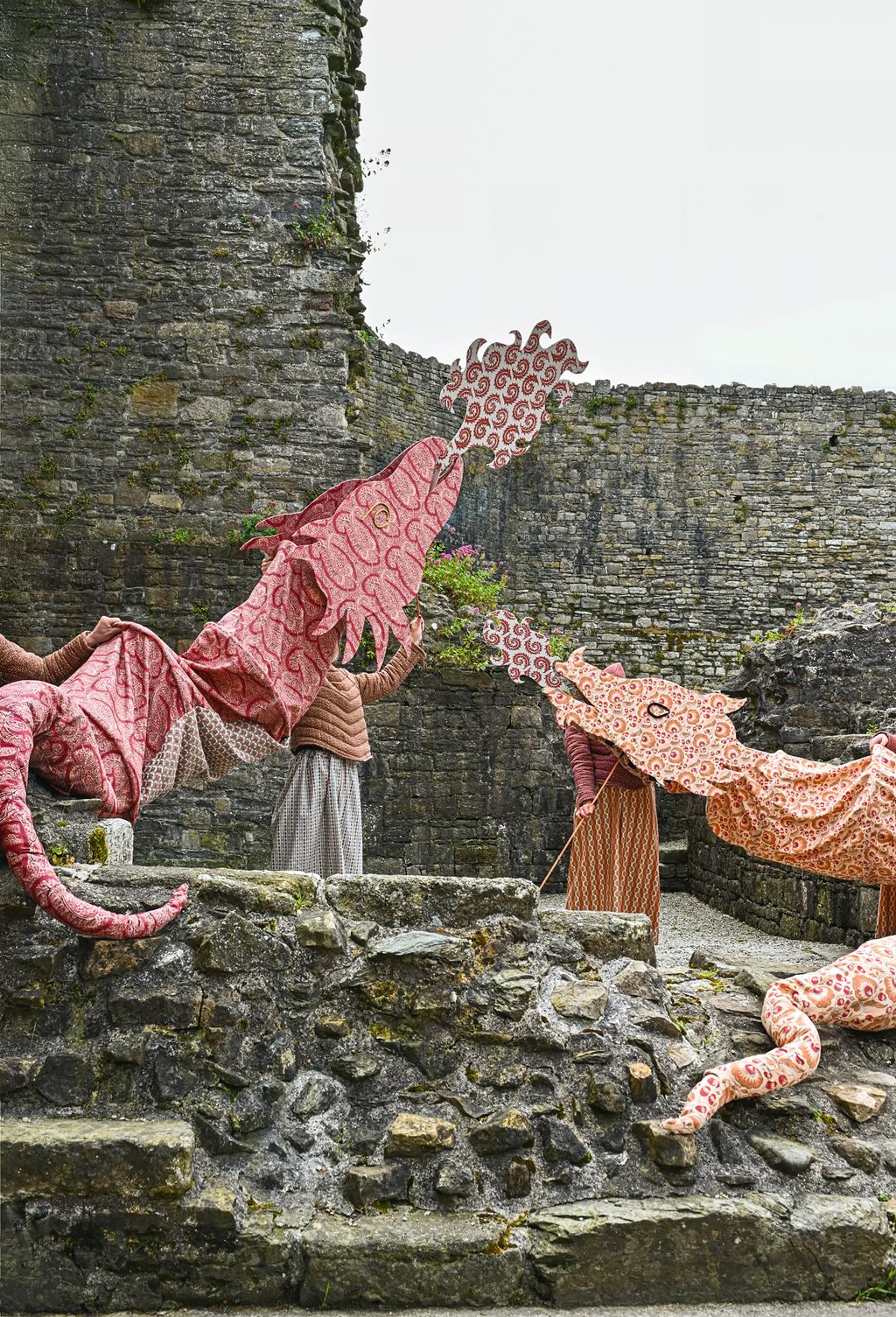 Dragons  ‘Clara linen 130 Kate Forman Designs underside in coral ‘Bracken cotton mix 150 Evitavonni  cinnamon...