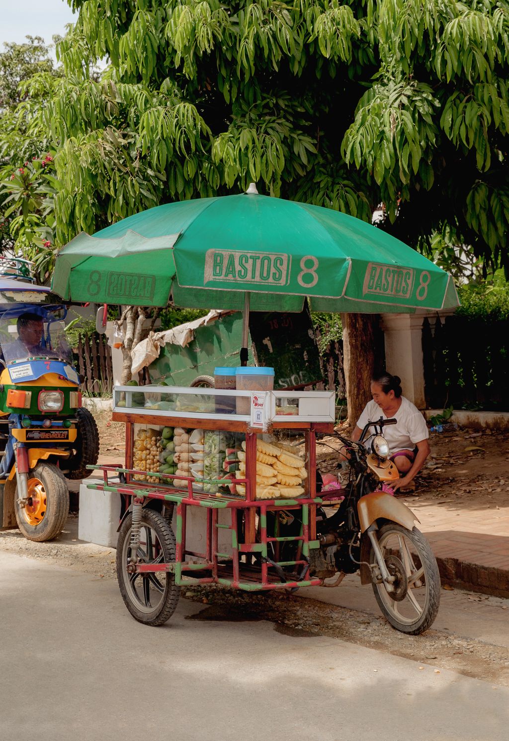 A roadside motorcycle stall.