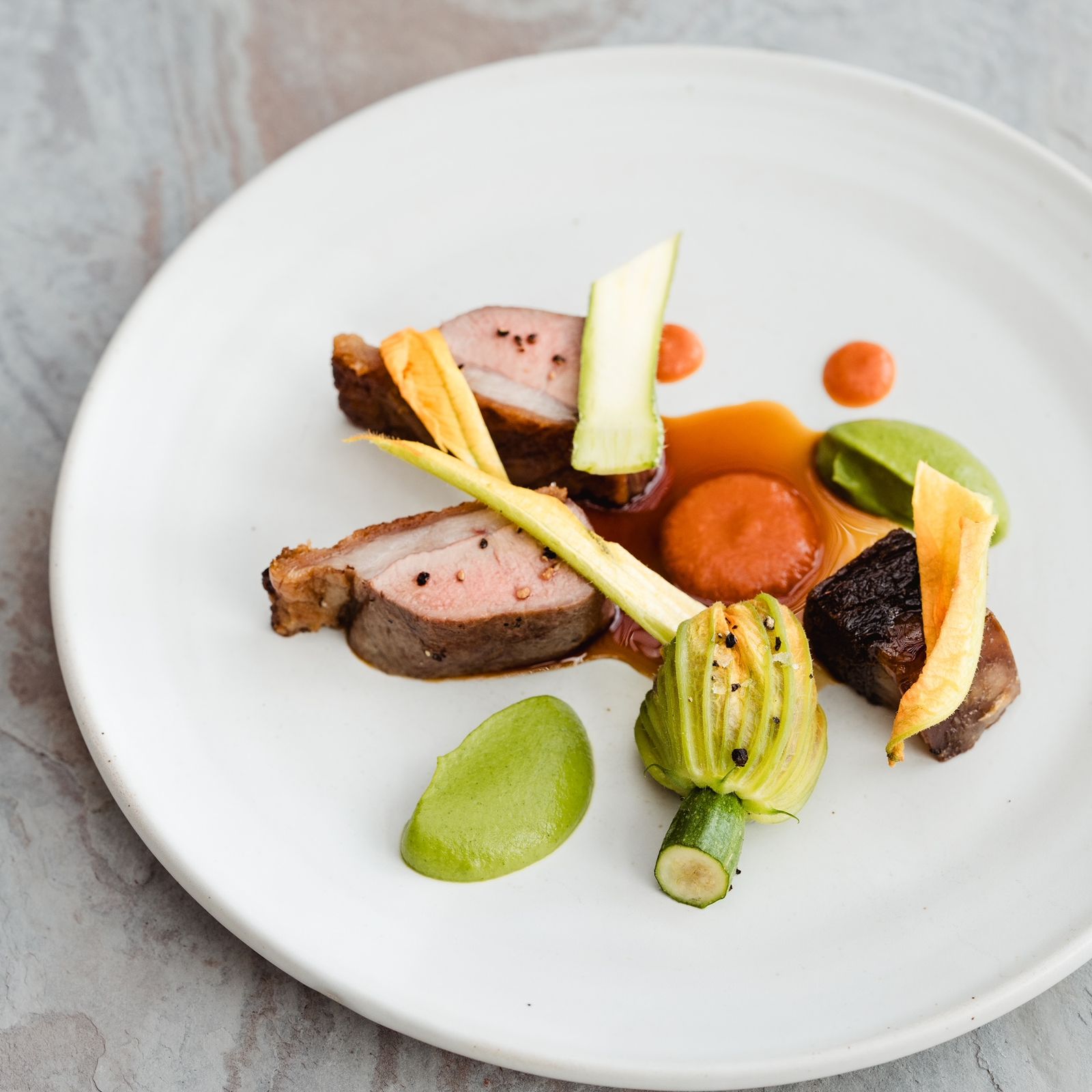 Lamb and courgette flower