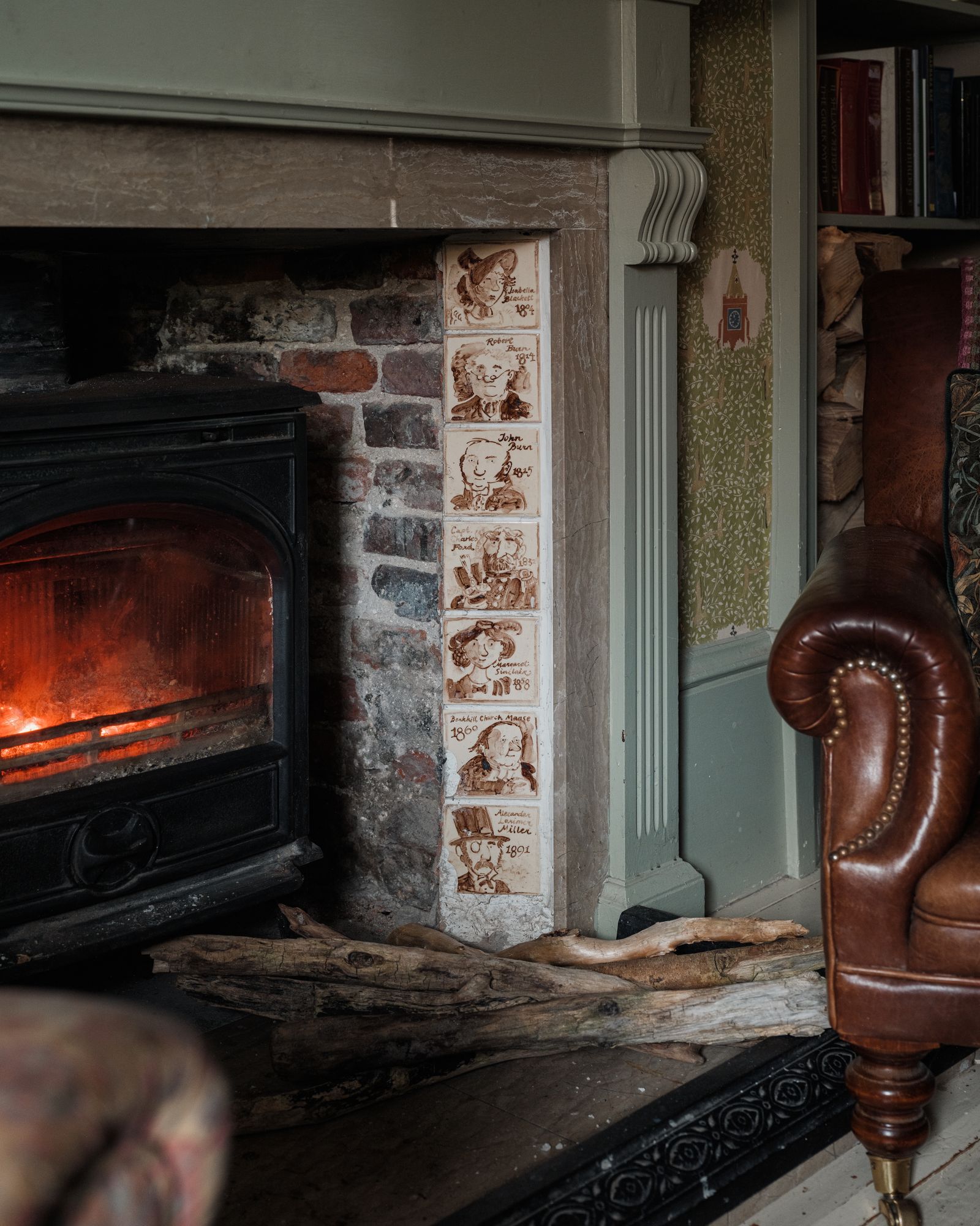 … and on the tiles of the fire surround.