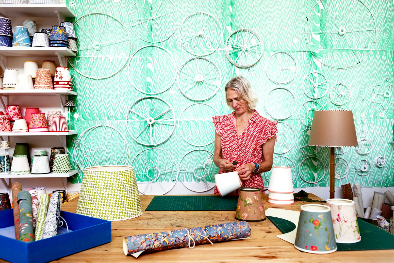 Rosi at one of her lampshade making classes