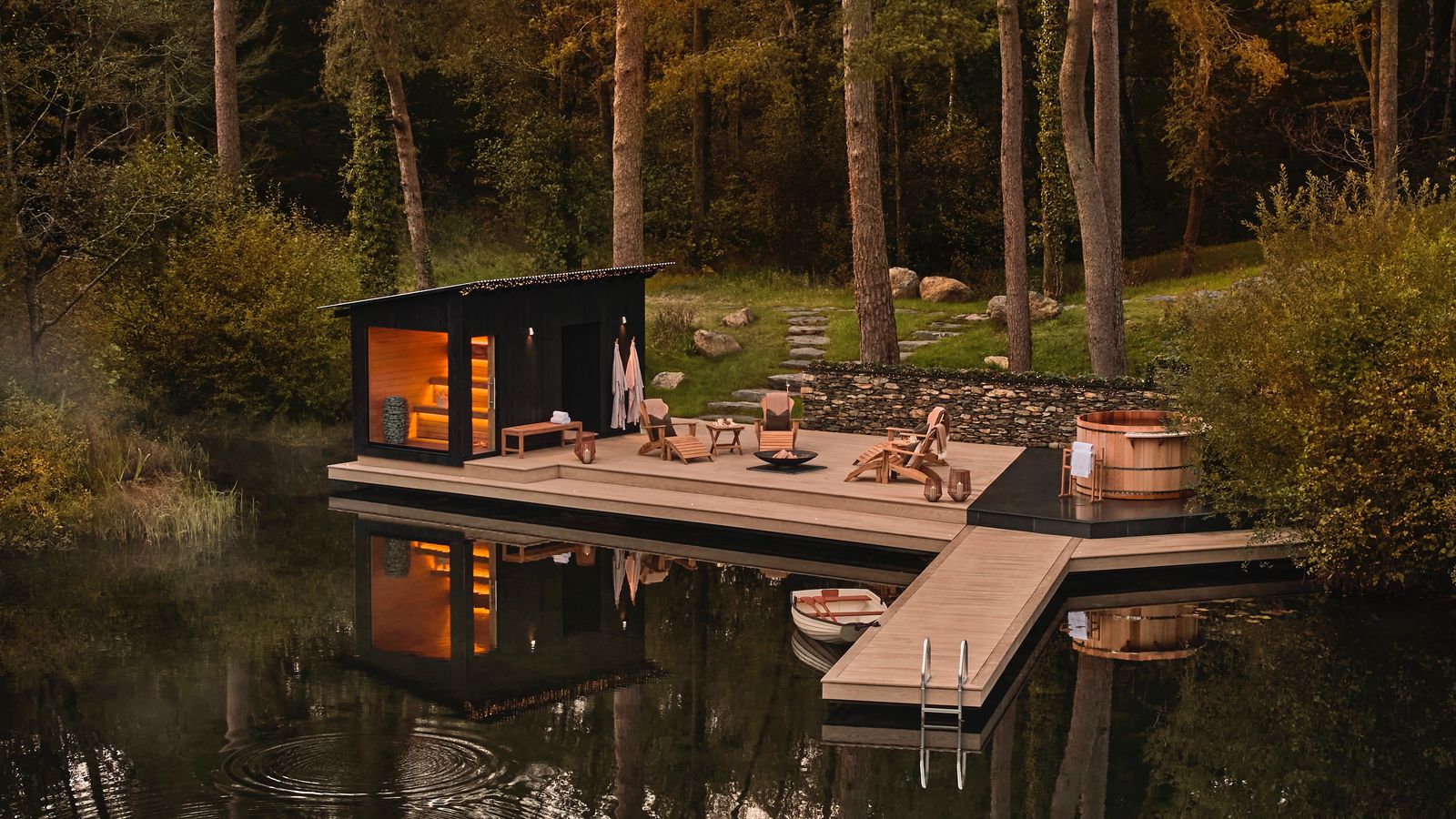 The wellness area on the woodland jetty.
