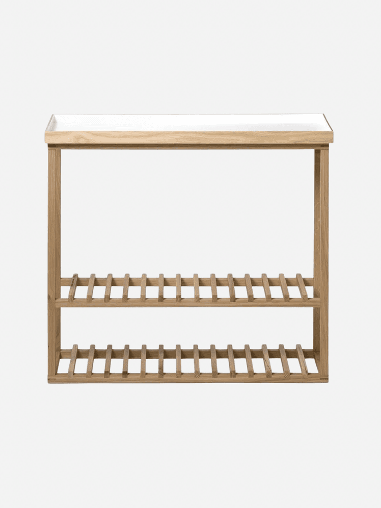 Image may contain: Shelf, Furniture, and Table