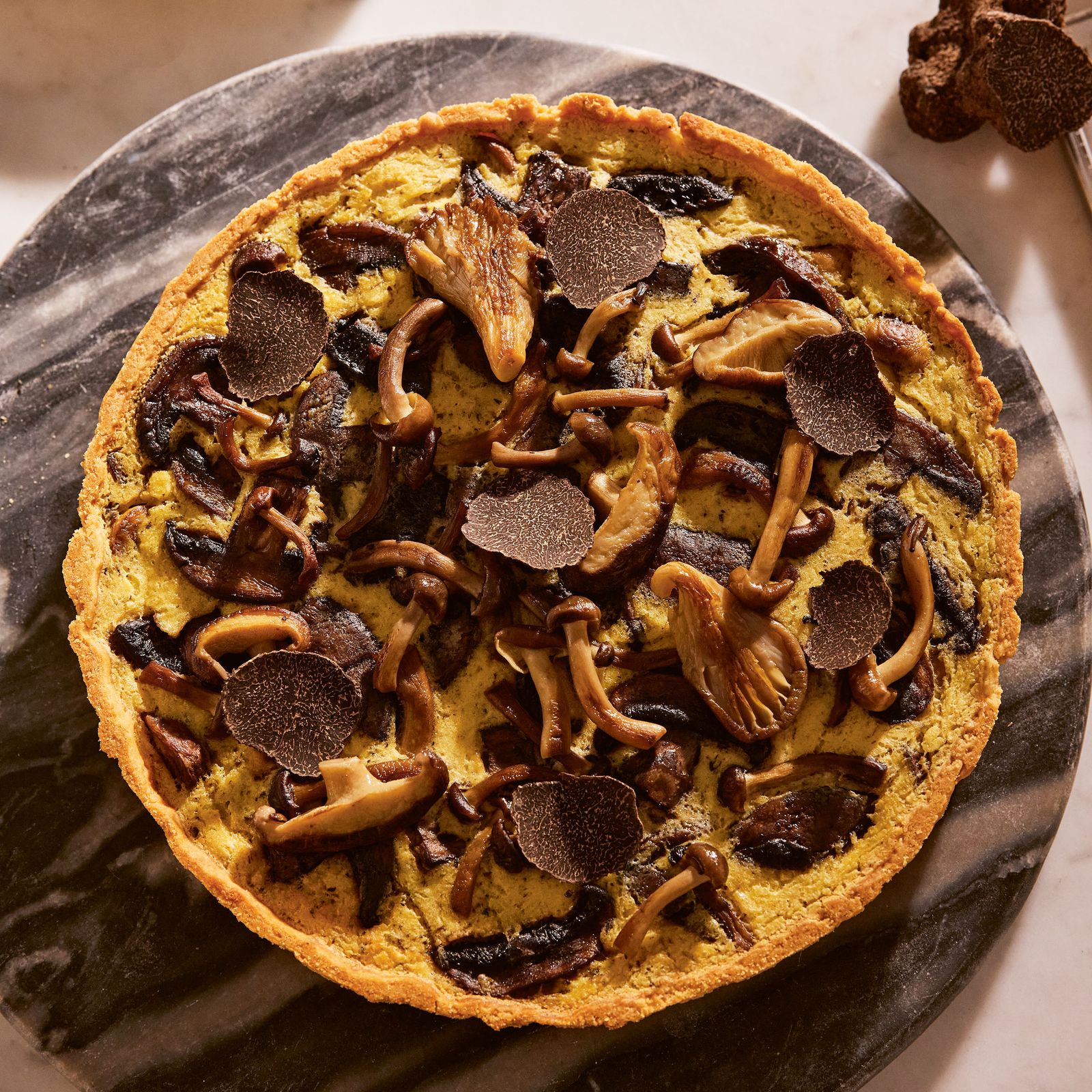 Vegan mushroom and truffle quiche