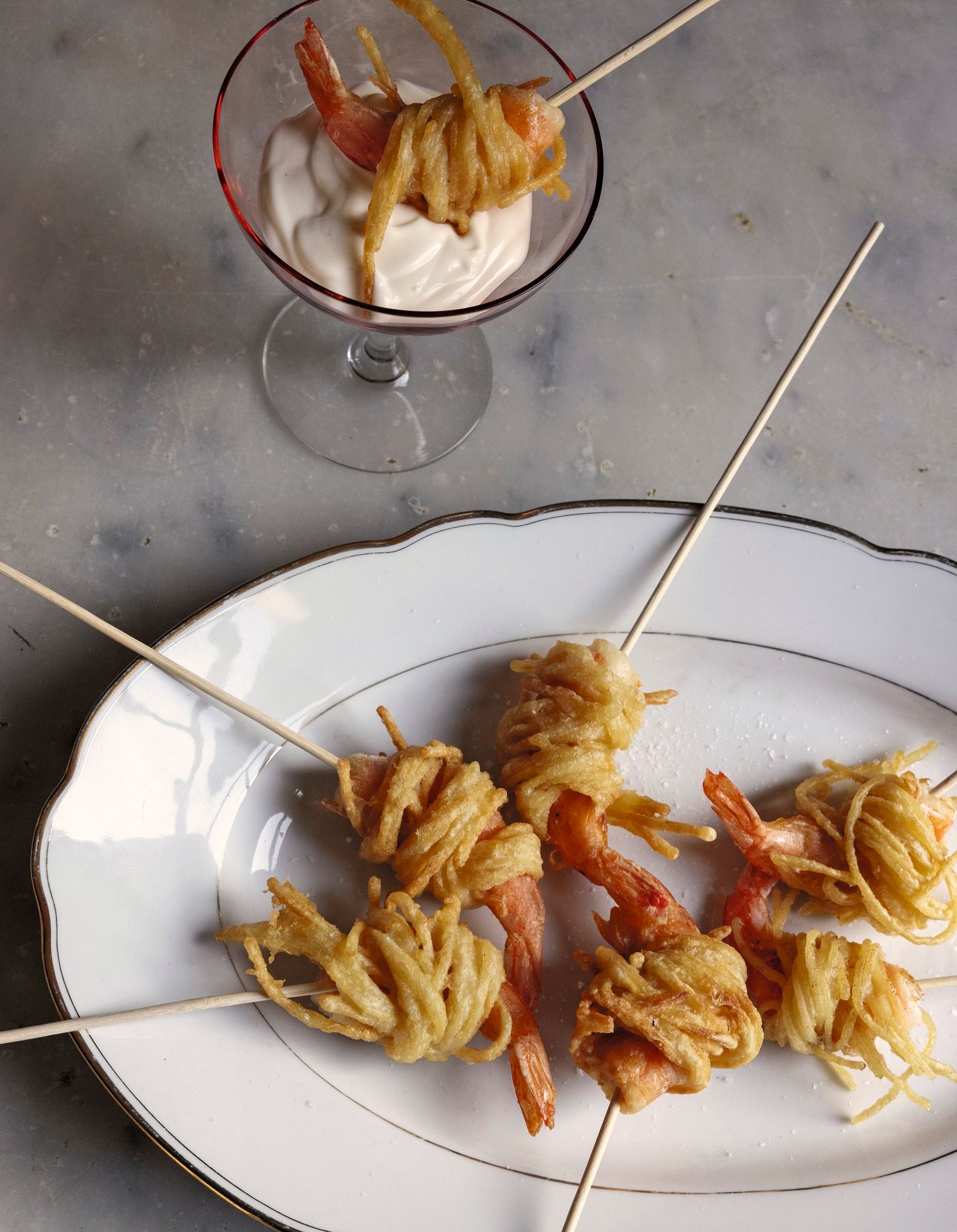 Mimi Thorissons favourite Christmas recipes from her new cookbook A kitchen in Italy Fried spaghettiwrapped shrimp