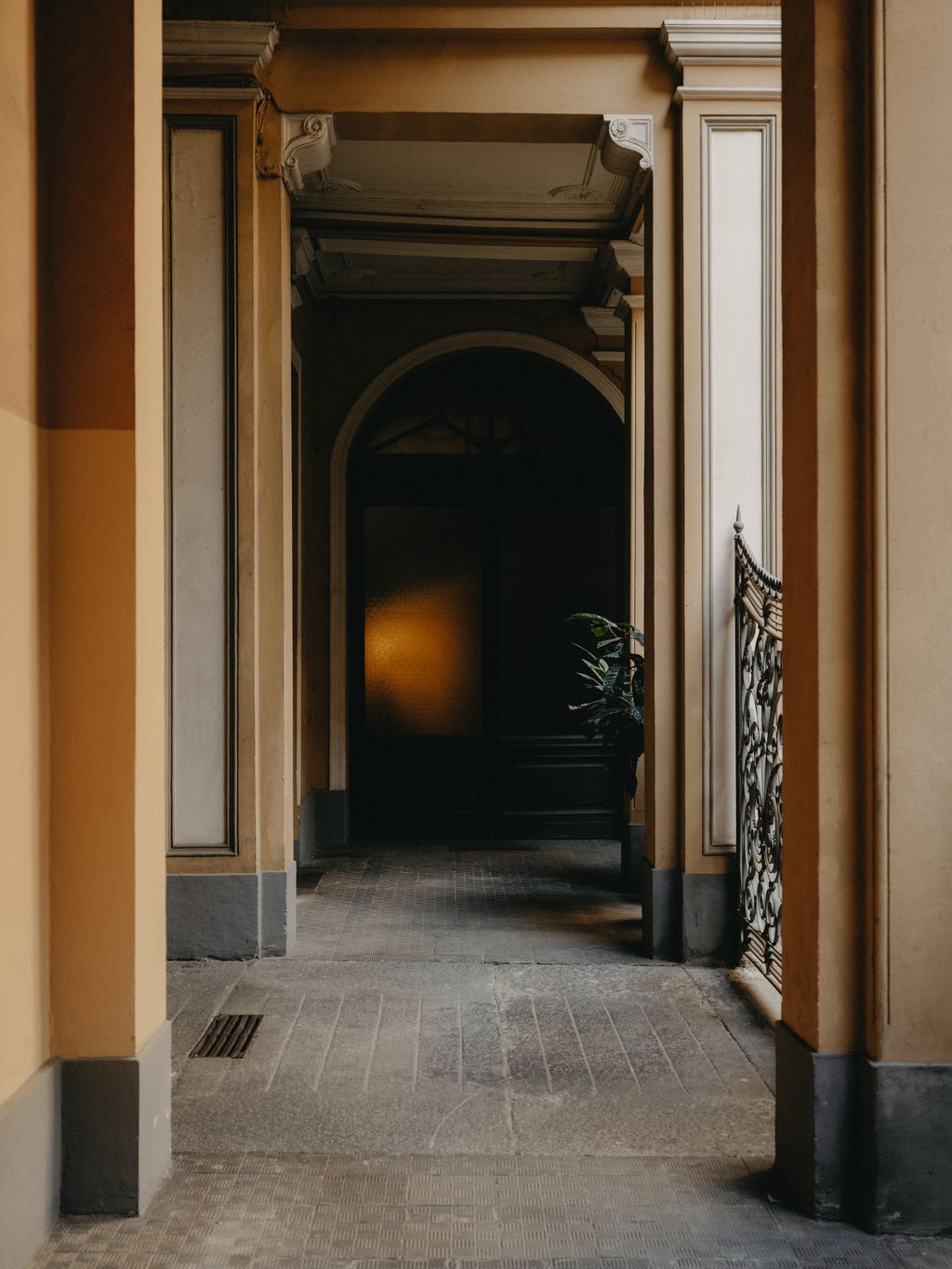 Image may contain Floor Indoors Flooring Architecture Building Corridor House Housing Portico and Plant