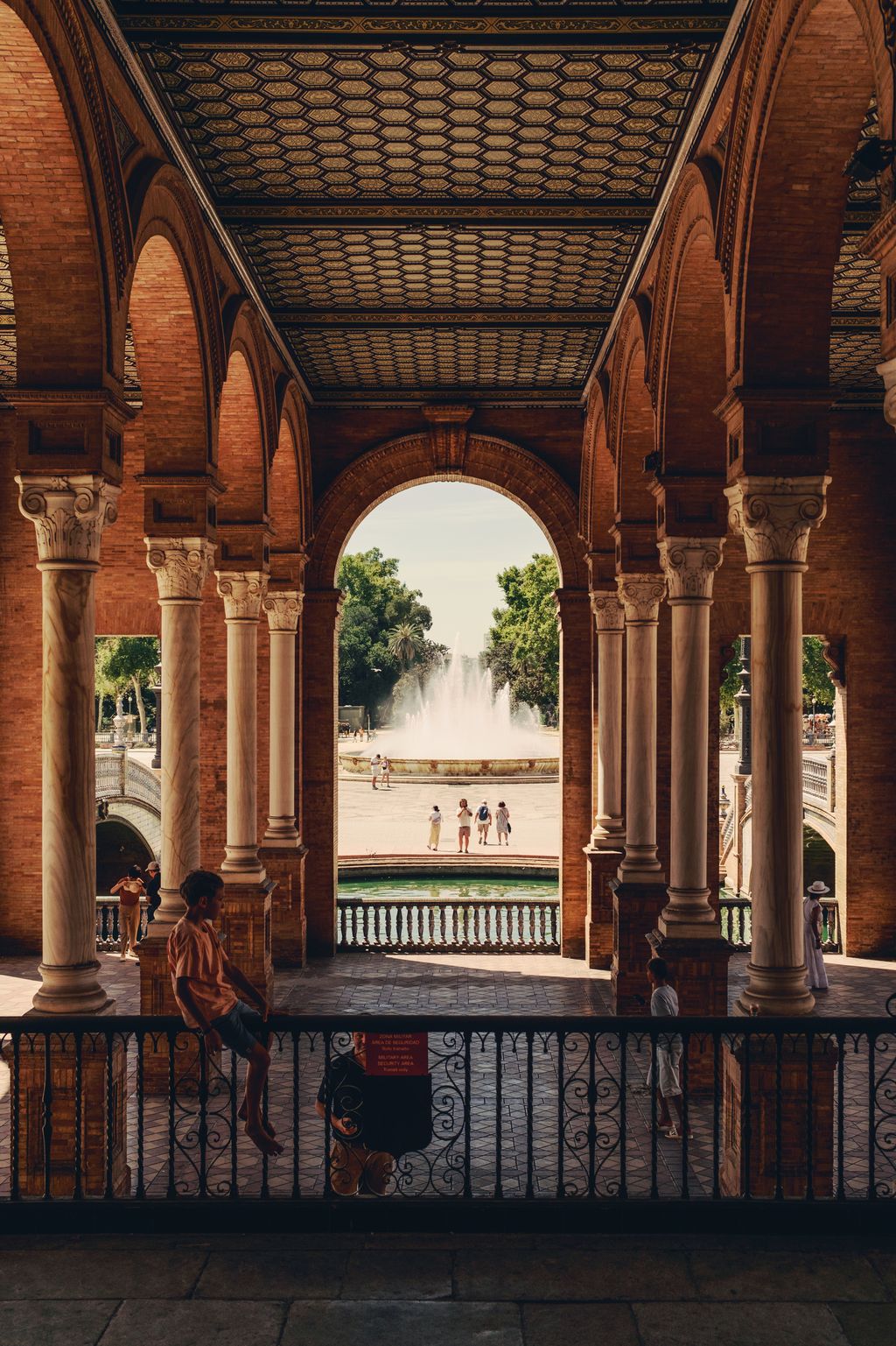 Image may contain Arch Architecture Building Person House Housing Villa Indoors Interior Design Fountain and Water