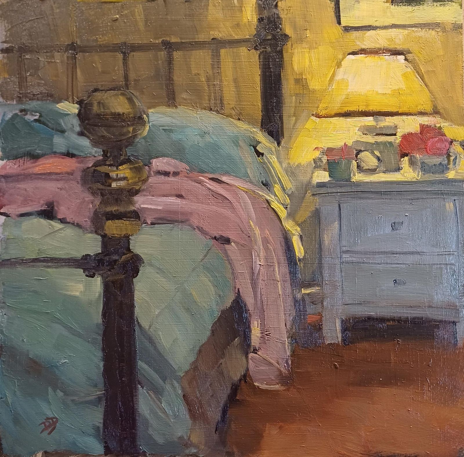 Image may contain Art Painting Furniture Bed Bedroom Indoors Room and Person