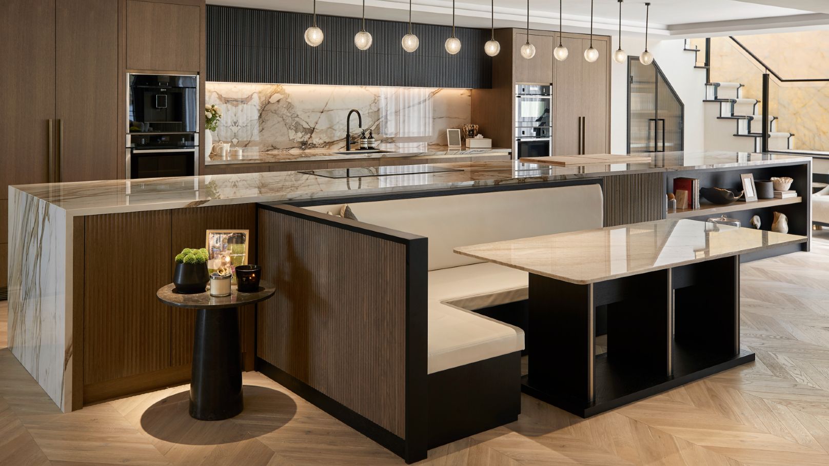 Image may contain: Indoors, Interior Design, Kitchen, and Kitchen Island