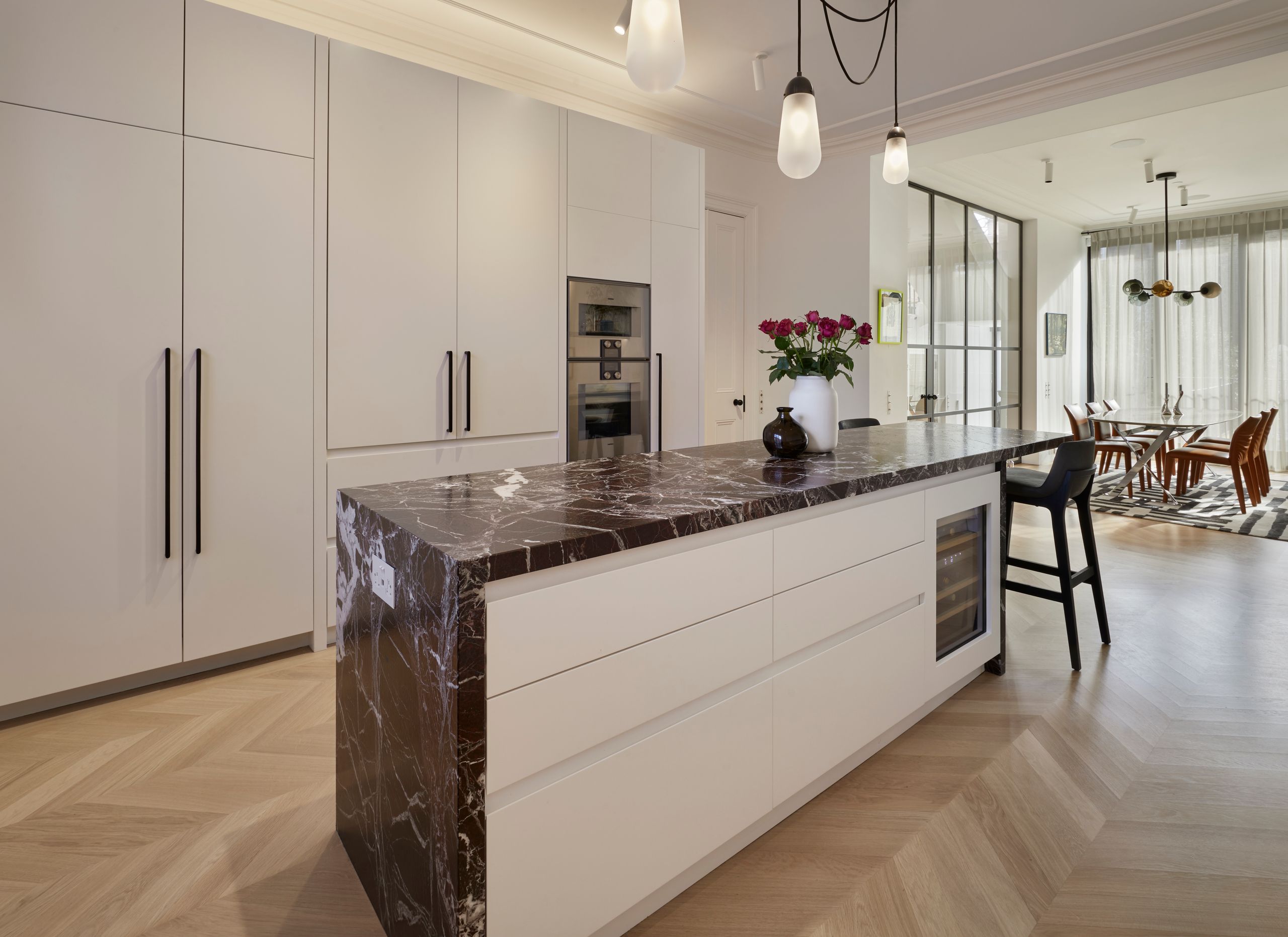 Image may contain: Indoors, Interior Design, Kitchen, and Kitchen Island