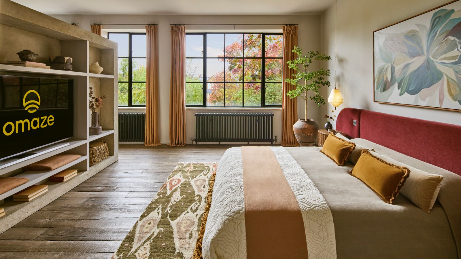 Image may contain Indoors Interior Design Home Decor Window Rug French Window and Plant